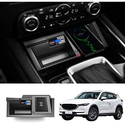 Kucok Car Wireless Charger Mount fit for Mazda CX5 2017-2020,Output of 10W QC 3.0 Fast Charging Compatible with iPhone,Samsung,USB Port 36W Wireless Charging Devices