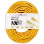 100 ft Extension Cord 10/3 SJTW with Lighted end - Yellow - Indoor / Outdoor Heavy Duty Extra Durability 10 AMP 125 Volts 1875 Watts by LifeSupplyUSA