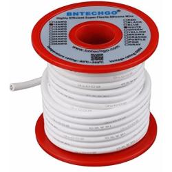 BNTECHGO 14 Gauge Silicone Wire Spool 40 ft White Flexible 14 AWG Stranded Tinned Copper Wire