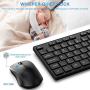 Wireless Keyboard and Mouse Combo, WisFox 2.4G Full-Size Wireless Keyboard Mouse Combo, USB Keyboard Silent Ergonomic Mouse and Keyboard for PC Laptop Desktop Windows (Black)