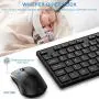 Wireless Keyboard and Mouse Combo, WisFox 2.4G Full-Size Wireless Keyboard Mouse Combo, USB Keyboard Silent Ergonomic Mouse and Keyboard for PC Laptop Desktop Windows (Black)