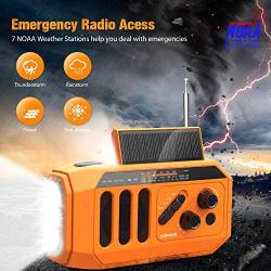 【2021 Newest】 Emergency Radio, 5000mAh Hand Crank Solar Weather Radio, NOAA/AM/FM Portable Radio with LED Flashlight&Reading Lamp, USB Cell Phone Power Charger, SOS Alarm for Home, Camping&Survival