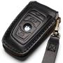 Leather BMW Key Fob Cover Suit for Keyless Remote Control for BMW 1 2 3 4 5 6 7 Series and X1 X2 X3 X5 X6 etc (B Black) …