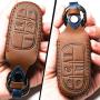 Leather Car Key Fob Cover, Suit for Keyless Control for Jeep Grand Cherokee Dodge Challenger Charger Dart Durango Journey Chrysler 200 300 Fiat … (B-Brown) …