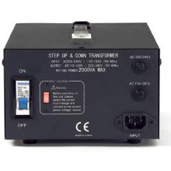 LiteFuze LT-2000 2000 Watt Voltage Converter Transformer - Step Up/Down - 110V/220V - Circuit Breaker Protection