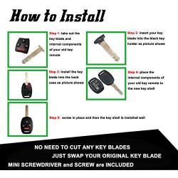 Cutting Not Required - Replacement Key Fob Shell Case Fit for Honda Accord Civic Ex Pilot CR-V 4 Buttons Keyless Entry Remote Car Key Housing with Screwdriver