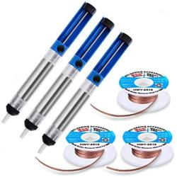 6pcs Desoldering Pump Solder Wick, Solder Remover Tool Kit, 3pc Solder Sucker Pump and 3pcs Desoldering Wick Solder Braid Wire (2.5mm Width, 1.5m Length)