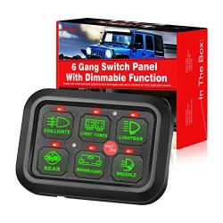 6 Gang Switch Panel Automatic Dimmable, OFFROADTOWN Universal Electronic Relay System Box Circuit Control On-Off LED Car Switch Pod Touch Switch Box for Truck Jeep Boat ATV UTV SUV Car