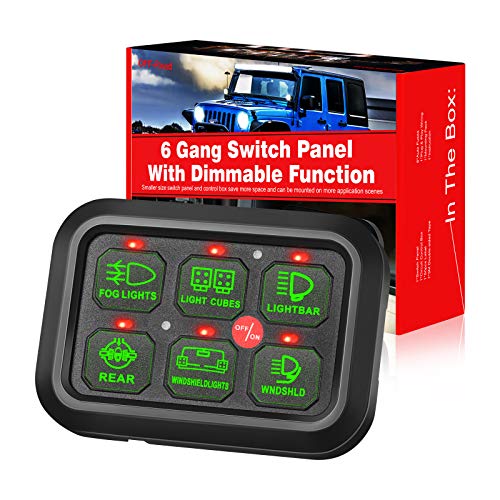 6 Gang Switch Panel Automatic Dimmable, OFFROADTOWN Universal Electronic Relay System Box Circuit Control On-Off LED Car Switch Pod Touch Switch Box for Truck Jeep Boat ATV UTV SUV Car