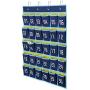 Hipiwe Numbered Classroom Organizer Pocket Chart for Cell Phones Calculator Holders with Hooks (30 Pockets, Blue Pockets)