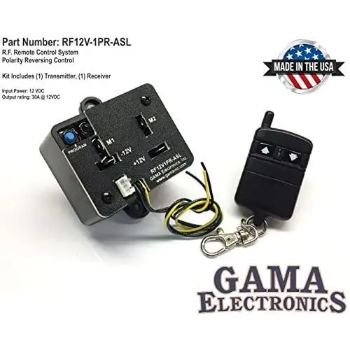 RF Remote Control Reverse Polarity 12VDC Motor Control with Auxiliary Switch Input