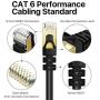 TNP Cat6 Ethernet Patch Cable (20 Inch) - Professional Gold Plated Snagless RJ45 Connector Computer Networking LAN Wire Cord Plug Premium Shielded Twisted Pair (Black)
