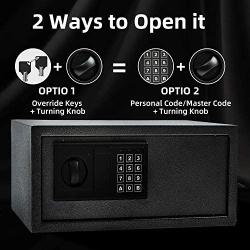 Sdstone Safe Box with Induction Light,Electronic Digital Securit Safe Steel， for Home Office Hotel BusinessGun Passport Cash,0.4 Cubic Feet