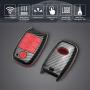 TANGSEN Key Fob Case for KIA OPTIMA RIO SORENTO SPORTAGE 4 Button Keyless Entry Remote Black Carbon Fiber Pattern ABS Red Silicone Cover