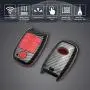TANGSEN Key Fob Case for KIA OPTIMA RIO SORENTO SPORTAGE 4 Button Keyless Entry Remote Black Carbon Fiber Pattern ABS Red Silicone Cover