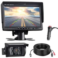 TOGUARD Backup Camera Kit, 7’’ LCD Rear View Monitor with IP67 Waterproof Night Vision Back up Rearview Reverse Cam for Trucks, RVs, Trailers, Bus, Harveste, Pickup, Motor Home, Van Large Vehicles