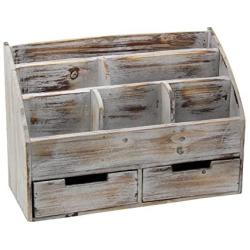 Executive Office Solutions Vintage Rustic Wooden Office Desk Organizer & Mail Rack for Desktop, Tabletop, or Counter - Distressed Torched Wood-Store Supplies, Desk Accessories, Mail – Barnwood (WO3)
