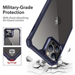 ESR Air Armor Series Case Compatible with iPhone 12 Pro Max 6.7-Inch [Shock Absorbing and Scratch Resistant] [Military Grade Protection] [Hard Back with Flexible Frame] - Transparent Blue