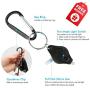 Genuine Leather ID Badge Holder with Heavy Duty Carabiner Retractable Reel, Key Ring and Metal Clip, 2 Card Pockets. Holds Multiple Cards & Keys. Key Chain Flashlight. Horizontal. Espresso Brown