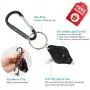 Genuine Leather ID Badge Holder Wallet with Heavy Duty Carabiner Retractable Reel, Key Ring and Metal Clip, 2 Card Pockets. Holds Multiple Cards & Keys. Bonus Key Chain Flashlight. Vertical. Gray.