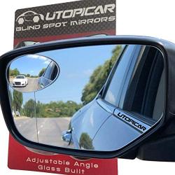 New Blind Spot Mirrors Can be Installed Adjustable or Fixed. Car Mirror for Blind Side / Door Mirrors by Utopicar Car Accessories | Wide Angle Rear View Mirrors [Frameless Design] (2 pack)