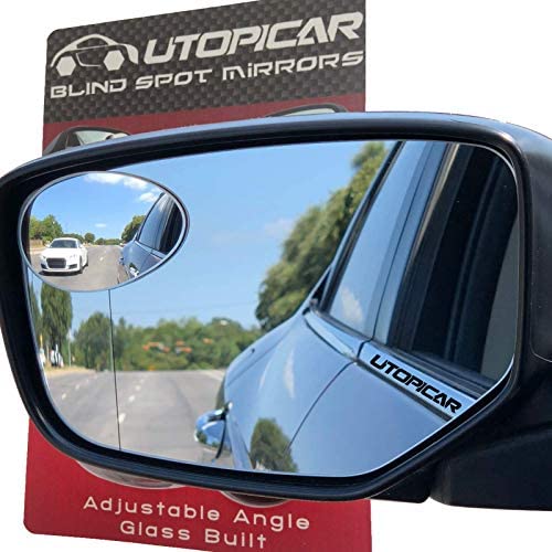 New Blind Spot Mirrors Can be Installed Adjustable or Fixed. Car Mirror for Blind Side / Door Mirrors by Utopicar Car Accessories | Wide Angle Rear View Mirrors [Frameless Design] (2 pack)
