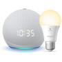 All-new Echo Dot (4th Gen) with clock - Glacier White - bundle with Sengled Bluetooth bulb (Certified for Humans product)