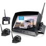 ZEROXCLUB Digital Wireless Backup Camera System Kit,HD 1080P & IP69 Waterproof Wireless Reverse Rear Side View Camera + 7’’ DVR Split Monitor with Touch Button for RV/Truck/Trailer/Bus/Pickup/Van-B3C