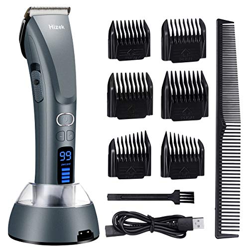 Beard and Hair Trimmer, Hizek Hair Clippers Professional Haircut Kit,Cordless Mens Trimmer with 3 Adjustable Speeds,Charging Stand, Ceramic and Titanium Blades,and 6 Guide Combs for Family Use Beard and Hair Trimmer, Hizek Hair Clippers Professional Haircut Kit,Cordless Mens Trimmer with 3 Adjustable Speeds,Charging Stand, Ceramic and Titanium Blades,and 6 Guide Combs for Family Use