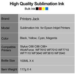 Printers Jack 400ML Sublimation Ink Refill for Epson C88 C88+ WF7710 ET2720 ET15000 ET2760 ET2750 ET4700 WF7820 Inkjet Printers Heat Press Transfer on Mugs, Plates, Polyester Shirts, Phone Cases etc