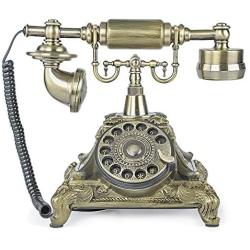 TelPal Rotary Dial Vintage Antique Home Telephone Table Replica, Retro Office Corded Telephone Decor