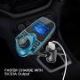 Nulaxy Bluetooth Car FM Transmitter Audio Adapter Receiver Wireless Handsfree Voltmeter Car Kit TF Card AUX 1.44 Display – KM18 Peacock Blue　