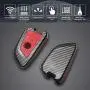 TANGSEN Smart Key Fob Case for BMW 2 5 6 7 Series X1 X2 X3 X5 X6 3 4 Button Keyless Entry Remote Personalized Protective Cover Plastic Carbon Fiber Pattern Red Silicone