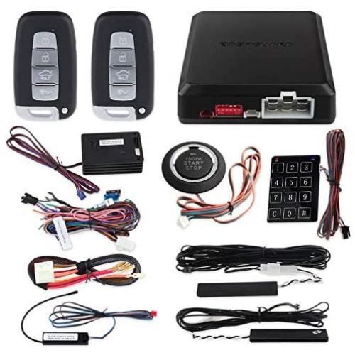 EASYGUARD EC002-K-NS Intelligent car Alarm kit with Passive keyless Entry Automatically Lock Unlock car Door Remote Start Push Start and Touch Password Entry Shock Sensor