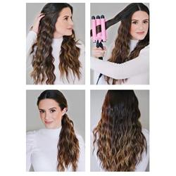 Alure Three Barrel Curling Iron Wand with LCD Temperature Display - 1 Inch Ceramic Tourmaline Triple Barrels, Dual Voltage Crimping Tool, Best Hair Waver for Beachy/Frizz Free Waves
