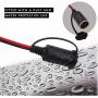 CUZEC 13.1FT/4m 16 AWG Extension Cord Plug Socket with Battery Clamp 12V/ 24V Battery Clip-On and Cigarette Lighter Adapter (13.1FT Long)