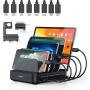Vogek 50W Charging Station for Multiple Devices, 5 USB Fast Ports with 8 Short Mixed Cables Watch & Airpod Stand Included for Cell Phones, Smart Phones, Tablets, iWatch, Airpods -Black