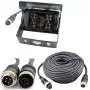 4Pin 18 LED IR Night Vision CCD Car Rear View Parking Reverse Camera + 4 Pin Connector Extension Cable For 12V/24V Bus Truck Trailer RV Caravan(Black Camera With 10m/33ft Cable)