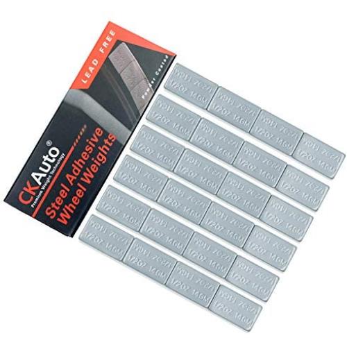 CKAuto 1/2oz, 0.5oz, Ultra Slim Low Profile, Grey, Adhesive Stick On Wheel Weights, 12 oz/ 4 lb/Box, OEM Quality, (24pcs)