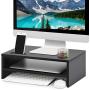 Marbrasse Monitor Stand Riser, 16.5 Inch 2 Tier Computer Monitor Stand, Printer Shelf Stand for Laptop Computer Screen Storage, Desktop Organizer with Phone Holder and Cable Management Black