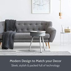 Portable Smart Side Table Bluetooth Speaker with Wireless Charger and USB Charging Dock, Modern Home Studio Smart Table Multifunctional (Cream)