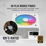 Corsair CX550F RGB, 550 Watt, 80 Plus Bronze, Fully Modular RGB White Power Supply