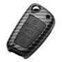 TANGSEN Flip Key Fob Case for AUDI A1 A3 A4 A5 A6 A8 Q3 Q5 Q7 R8 RS S3 S4 S5 S6 S8 TT QUATTRO 3 4 Button Keyless Entry Personalized Double Protective Cover ABS Plastic Carbon Fiber Black Silicone