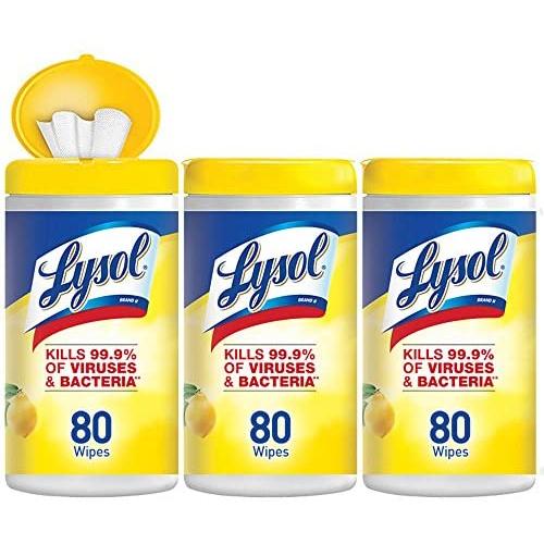 Lysol, Disinfecting Wipes, White, Lemon Lime, 80 Count (Pack of 3), 240 Count