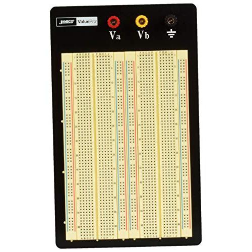 JAMECO VALUEPRO - WBU-204-R Jameco Valuepro 1660-Point Solderless Breadboard 6.5''L x 4.3''W, 0.1'' spread, Ideal for Prototyping and Classroom Projects - 20774