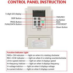 4.4 kW VFD Drive Inverter, 220V AC Single-Phase Variable Frequency Drive Inverter, Walfront VFD Speed Controller Inverter for 3-Phase Motor