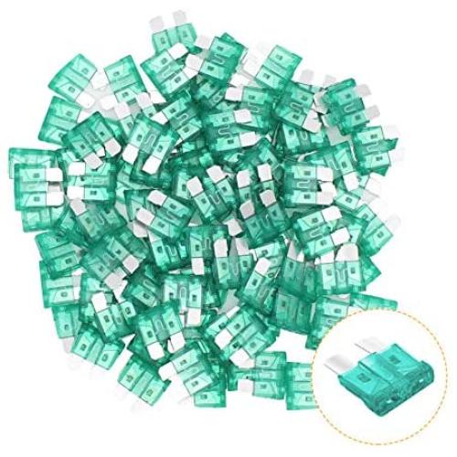 KUFUNG 100PCS 30Amp Car Fuses, Standard Automotive Fuses Assortment, Auto Blade Fuse for Car, Truck, Boat, Marine, RV, SUV, Trike, Vehicles Audio Reset System (30A)