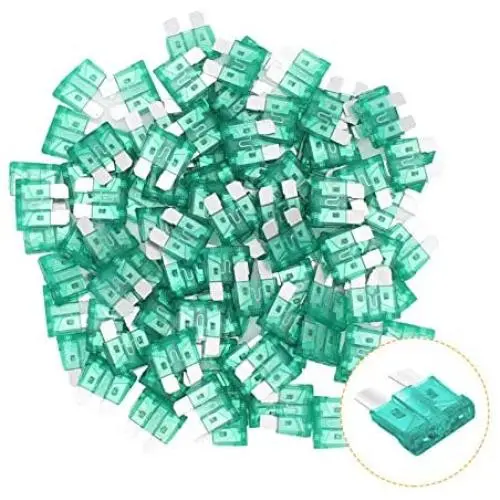KUFUNG 100PCS 30Amp Car Fuses, Standard Automotive Fuses Assortment, Auto Blade Fuse for Car, Truck, Boat, Marine, RV, SUV, Trike, Vehicles Audio Reset System (30A)
