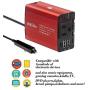 Bapdas 150W Car Power Inverter DC 12V to 110V AC Car Converter with 3.1A Dual USB Car Adapter-Red