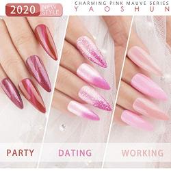 YaoShun Gel Nail Polish Set - Pink Girls Series 6 Colors Cat Eye Gel Temperature Color Changing Gel Pure Color Gel Nail Polish Nail Art Gift Box, Glitter Nail Polish 8ml Each at Home